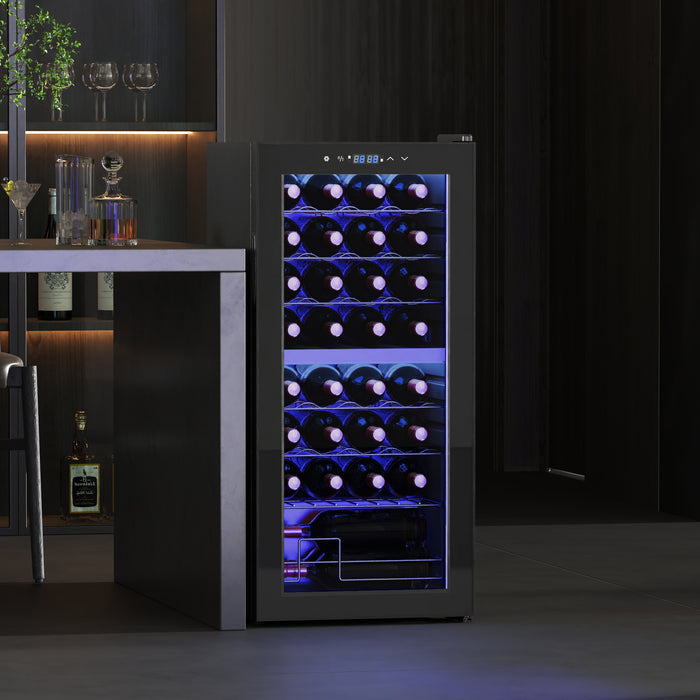 HOMCOM 32 Bottle Dual Zone 5-18℃ Wine Fridge - Black