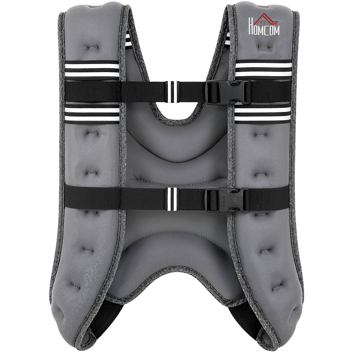 HOMCOM 10KG Weighted Vest, Running Weight Vest with Adjustable Strap, Convenient Pocket and Reflective Strips for Men and Women