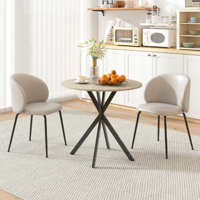 HOMCOM 80cm Industrial Round Dining Table - Oak