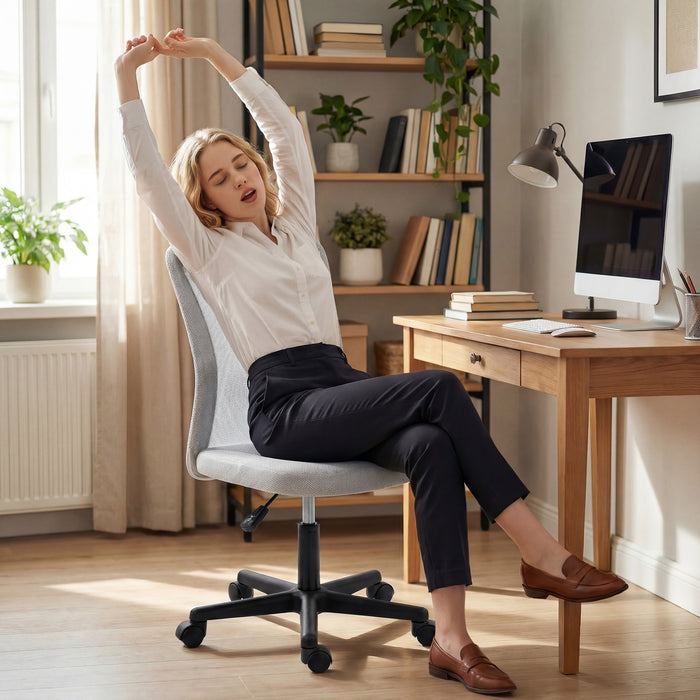 Vinsetto Mesh Office Chair Armless Swivel Executive Computer Desk Chair Adjustable Height Wheels White