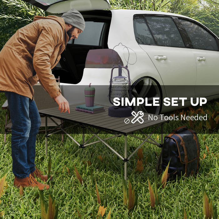 Lightweight Aluminium Folding Camping Table - Roll-Up Top Picnic Desk with Carry Bag - Ideal for Campers, Hikers, Outdoor Cooking & Anglers