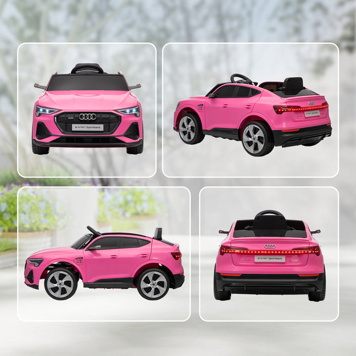 HOMCOM 12V Kids Electric Ride on, Electric Car for Kids with Parental Remote, Music, Lights, Suspension Wheels, Pink