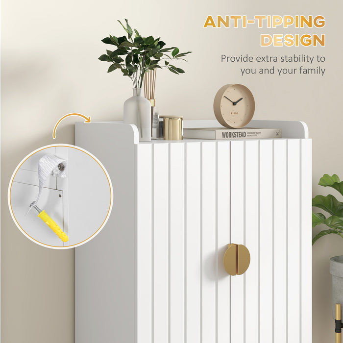 Modern 2-Door Shoe Cabinet with Open Shelf - Adjustable Storage Cupboard Fits 15 Pairs, White - Ideal for Entryway and Hallway Organization