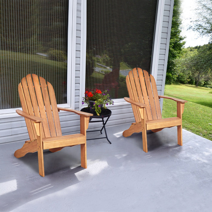 Acacia Wood Adirondack Lounger Chair with Slatted Seating, Ergonomic Design-