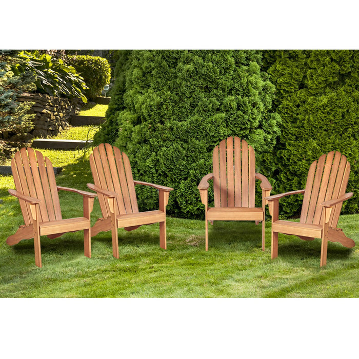 Acacia Wood Adirondack Lounger Chair with Slatted Seating, Ergonomic Design-