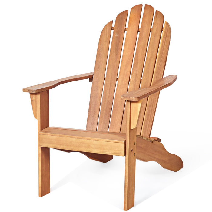 Acacia Wood Adirondack Lounger Chair with Slatted Seating, Ergonomic Design-