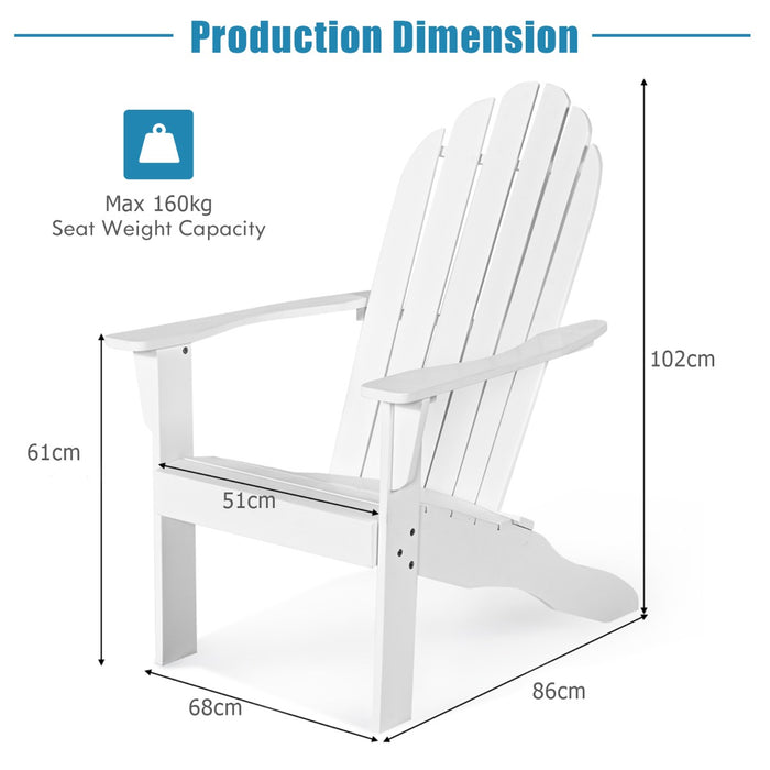 Acacia Wood Adirondack Lounger Chair with Slatted Seating, Ergonomic Design-