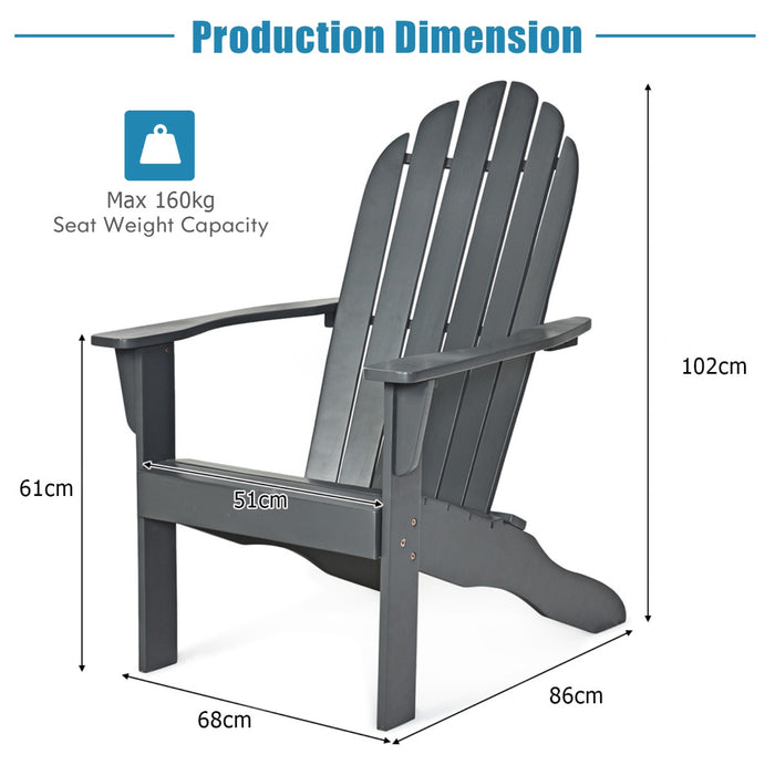 Acacia Wood Adirondack Lounger Chair with Slatted Seating, Ergonomic Design-