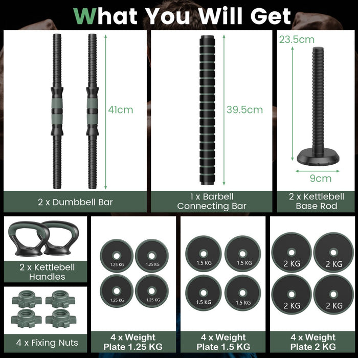 Adjustable Weight Dumbbell Set with Connector and Dumbbells-