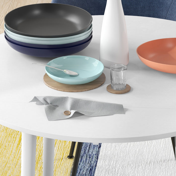 Round Drop-Leaf Folding Dining Table - Space-Saving Design with Sturdy Wooden Legs for Small Kitchens - Ideal for Dining Room and Apartments