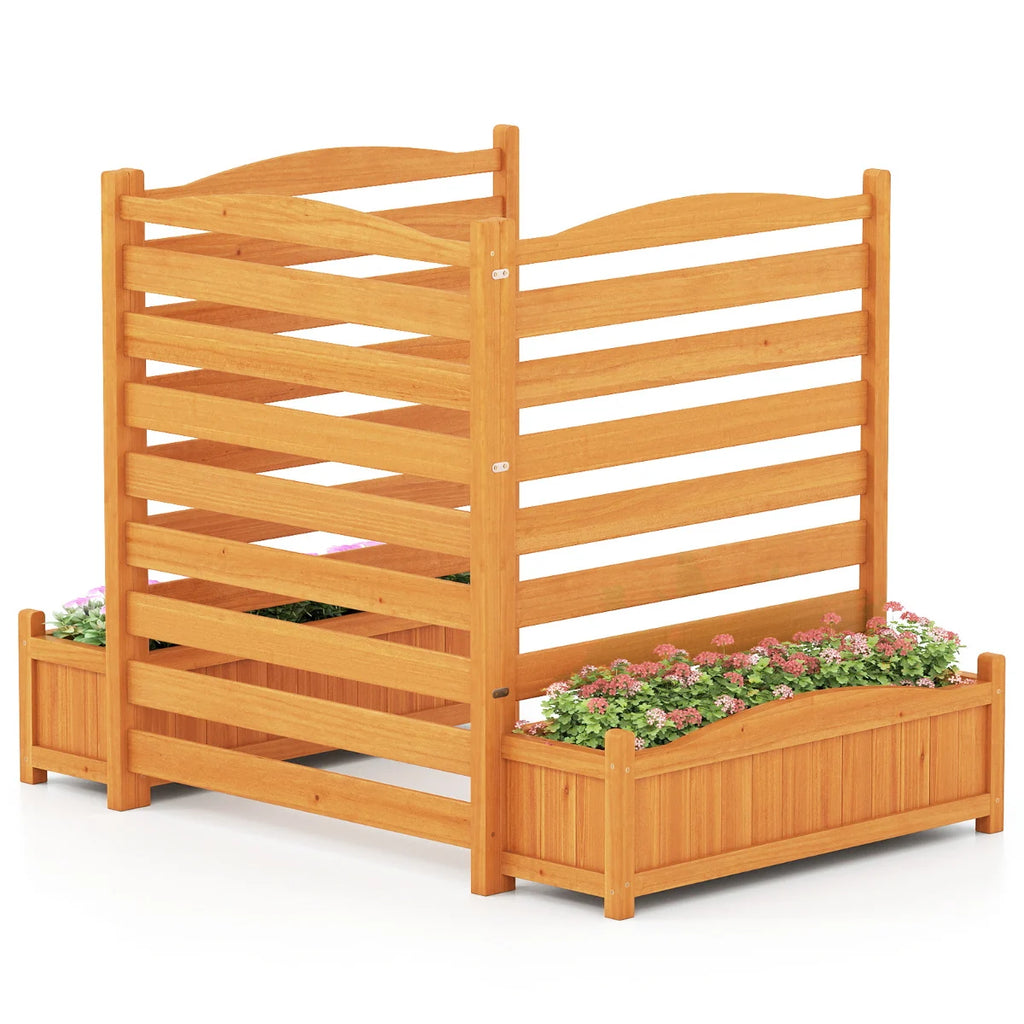 2/3- Freestanding Air Conditioner Fence with Planter Box-Yellow-3-