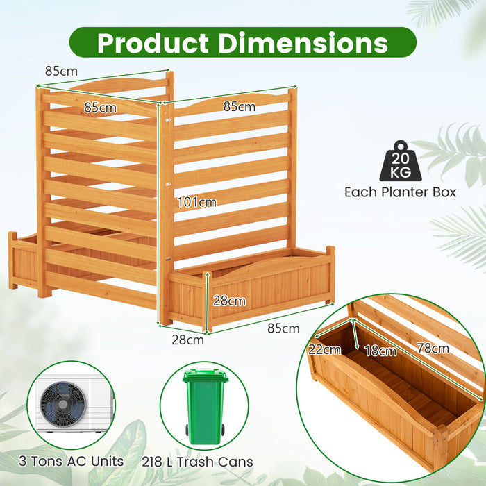 2/3- Freestanding Air Conditioner Fence with Planter Box-Yellow-3-