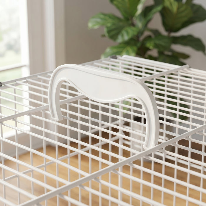 PawHut Bird Cage Foldable Portable Budgie Cage with Wooden Perch 2 Bowls for Travel 49 x 31 x 40 cm Black