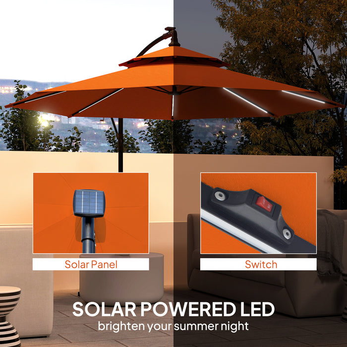 Outsunny 3(m) Cantilever Banana Parasol - Orange