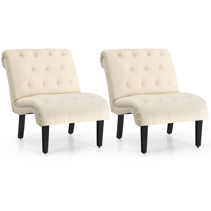 Armless Accent Chair Modern Leisure Chair Set of 2-