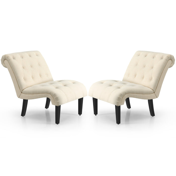 Armless Accent Chair Modern Leisure Chair Set of 2-