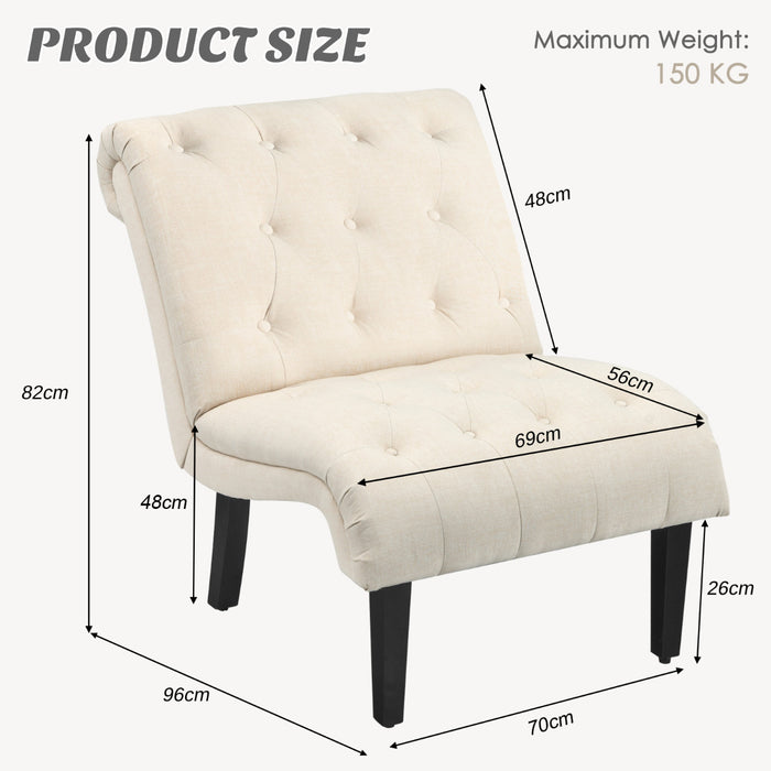 Armless Accent Chair Modern Leisure Chair Set of 2-