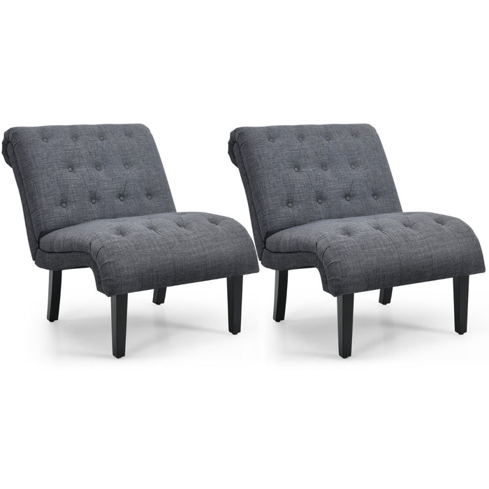 Armless Accent Chair Modern Leisure Chair Set of 2-
