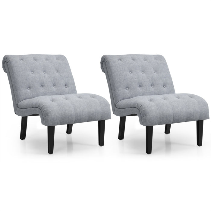 Armless Accent Chair Modern Leisure Chair Set of 2-