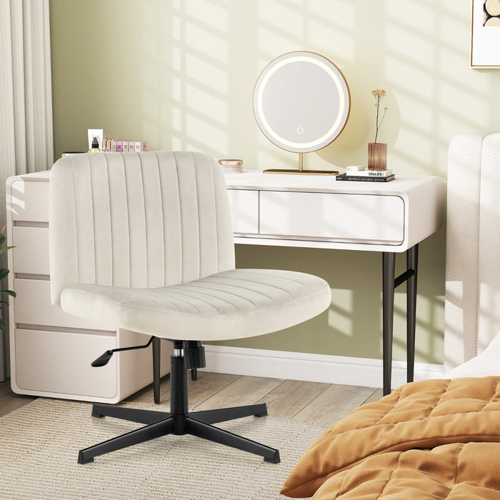 Armless Cross Legged Desk Chair with Wide Seat-