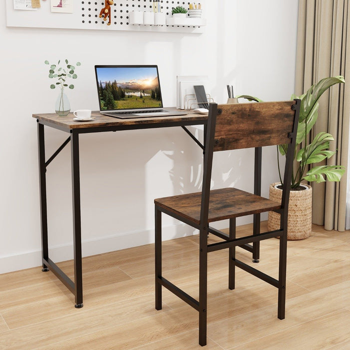 Armless Dinner Chairs Set of 2 with Metal Legs and Slanted Back-