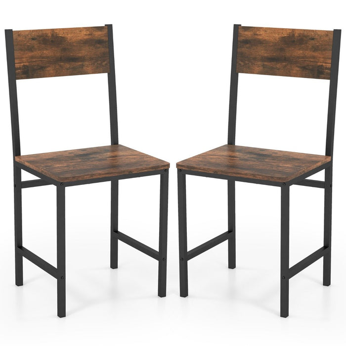 Armless Dinner Chairs Set of 2 with Metal Legs and Slanted Back-