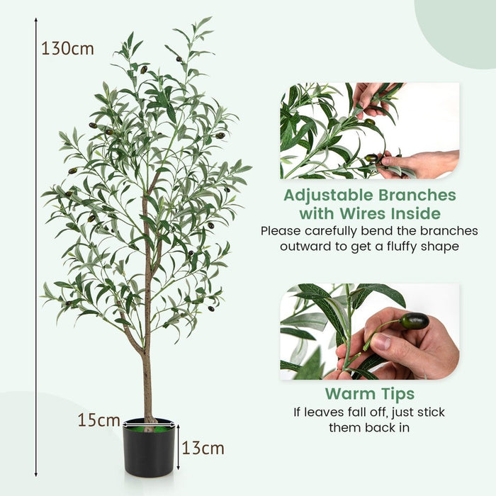 130cm Tall Artificial Olive Tree with Realistic Fruits-