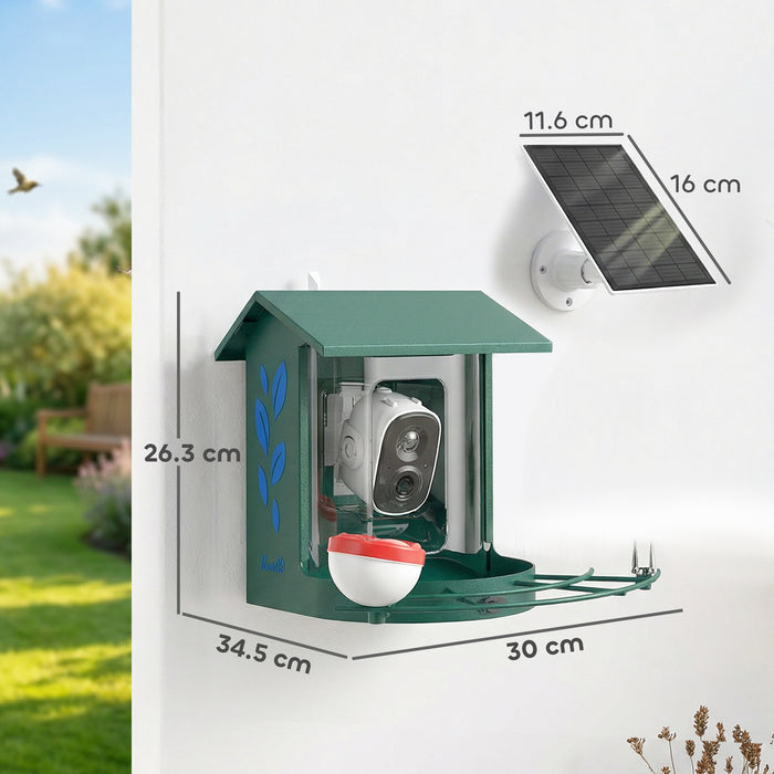 PawHut Smart Bird Feeder Camera 2K HD with AI Identifies 16,000+ Species, 2K HD Auto Capture Video, APP Instant Notifications