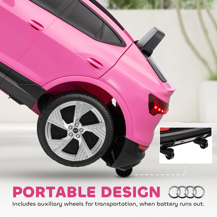 HOMCOM 12V Kids Electric Ride on, Electric Car for Kids with Parental Remote, Music, Lights, Suspension Wheels, Pink