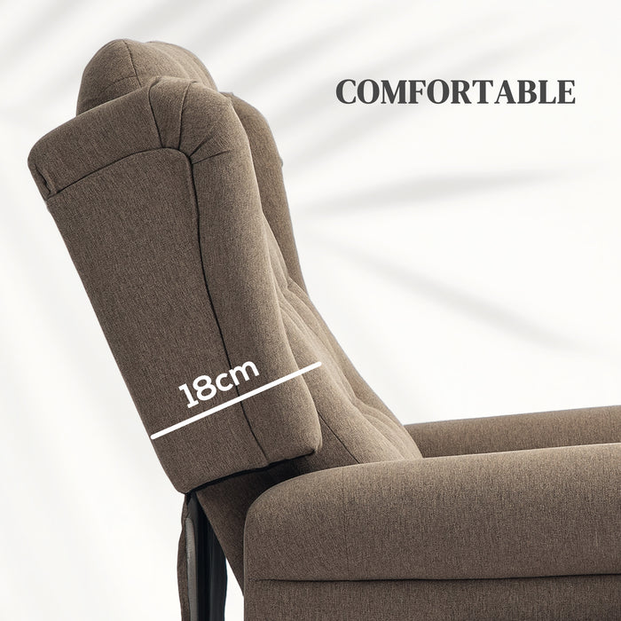 HOMCOM Power Lift Recliner Chair, Wingback Button Tufted Electric Lift Chair for Elderly, Fabric Riser and Reclining Armchair with Remote Control, Side Pockets, for Living Room, Dark Brown