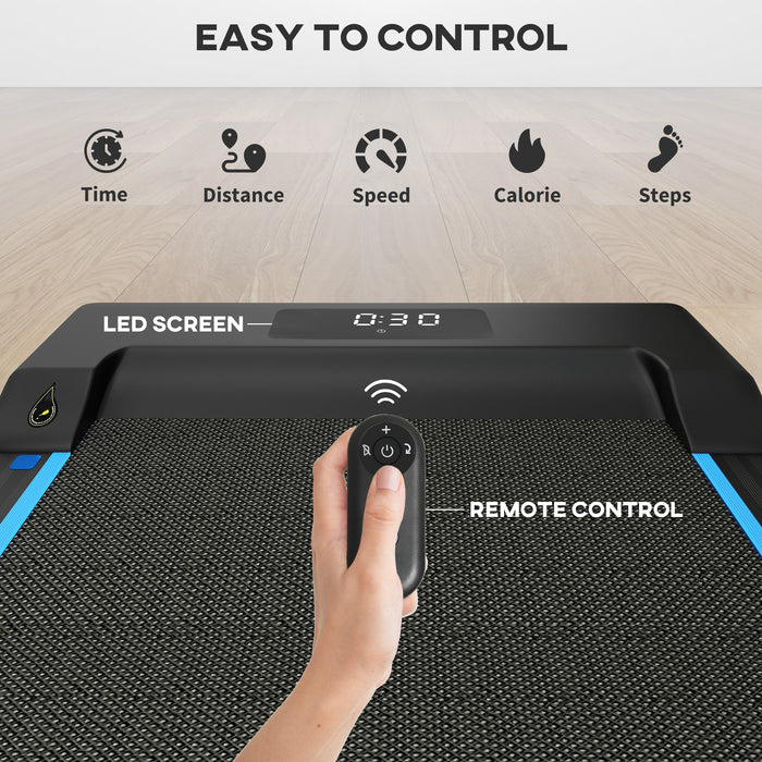 2.5HP Walking Pad Treadmill - Folding Design with Remote Control & LED Display, 1-6km/h Speed Range - Ideal for Home Gym & Office Workouts, Sleek Blue Color