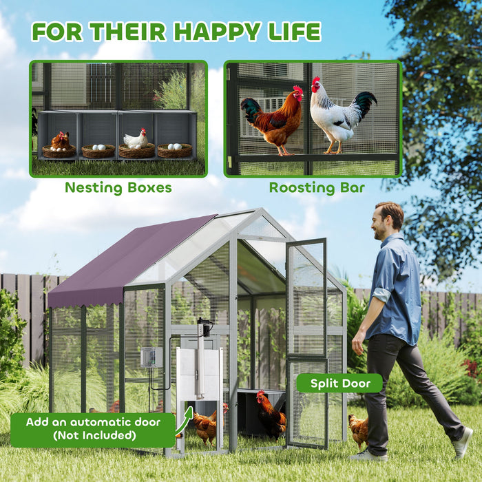 PawHut Large Walk In Chicken Run with Waterproof & Anti-UV Cover, for 6-8 Chickens, for Garden, Farm, 5.5' x 6' x 6'