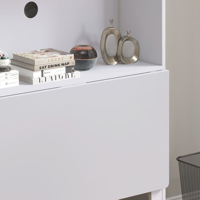 HOMCOM Foldable Desktop, Computer Desk with Storage Shelves, 80 x 69 x 155 cm, White