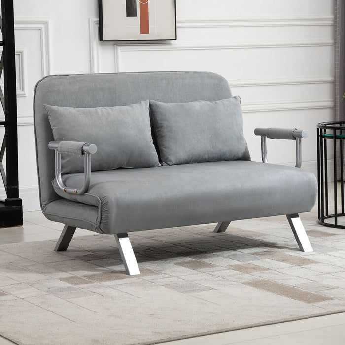 HOMCOM Two-Seater Click-Clack Sofa Bed - Light Grey | Aosom UK
