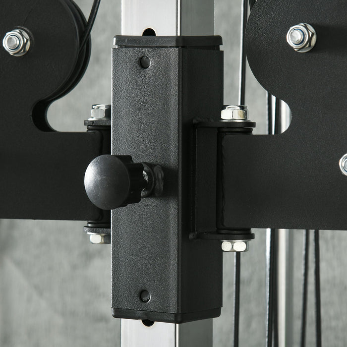 SPORTNOW Wall Mount Cable Machine, 15 Positions Adjustable Cable Crossover Machine Dual Pulley System for Home Gym