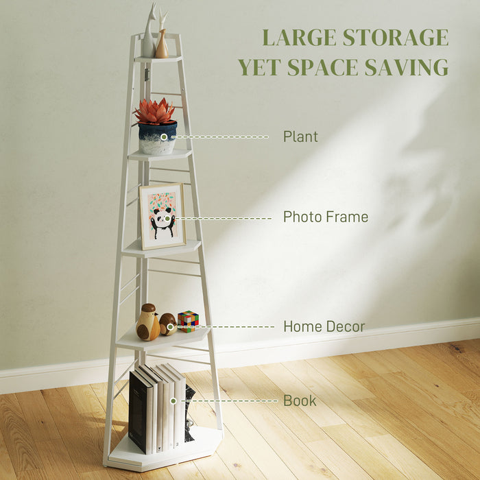 HOMCOM 5-Tier Corner Shelf - White