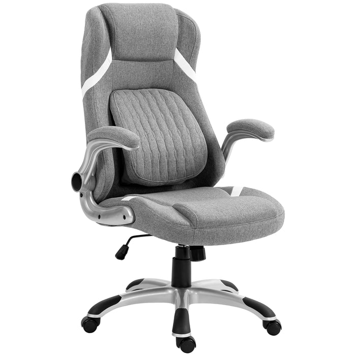 Linen-Style Ergonomic Chair with Height & Tension Adjustability - Sleek Grey Office Seating - Ideal for Comfortable and Productive Workstations