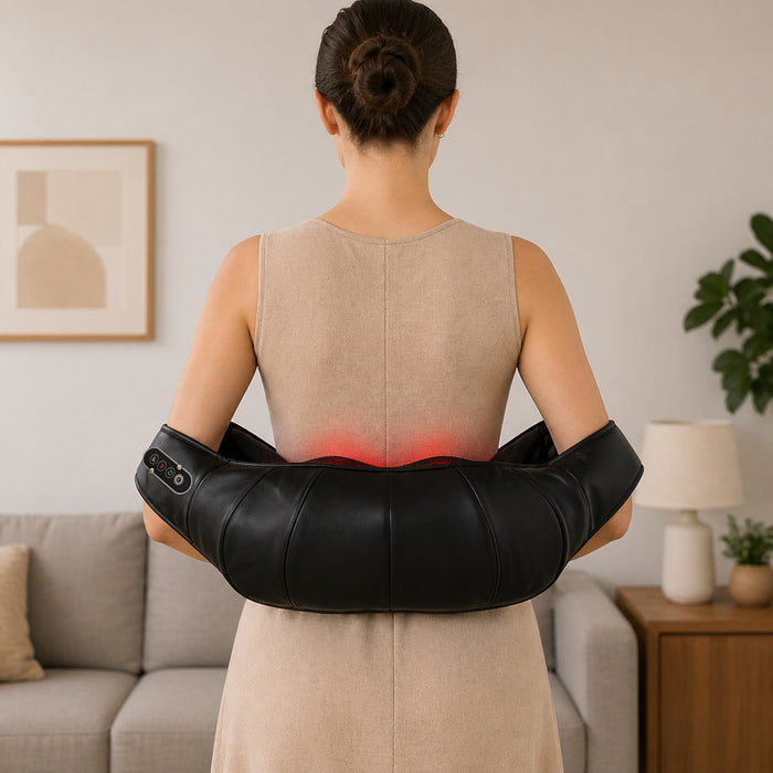 HOMCOM Cordless Neck Massager with Heat, Deep Tissue 4D Shiatsu Neck and Shoulder Massager for Car Home, Gifts for Men Women