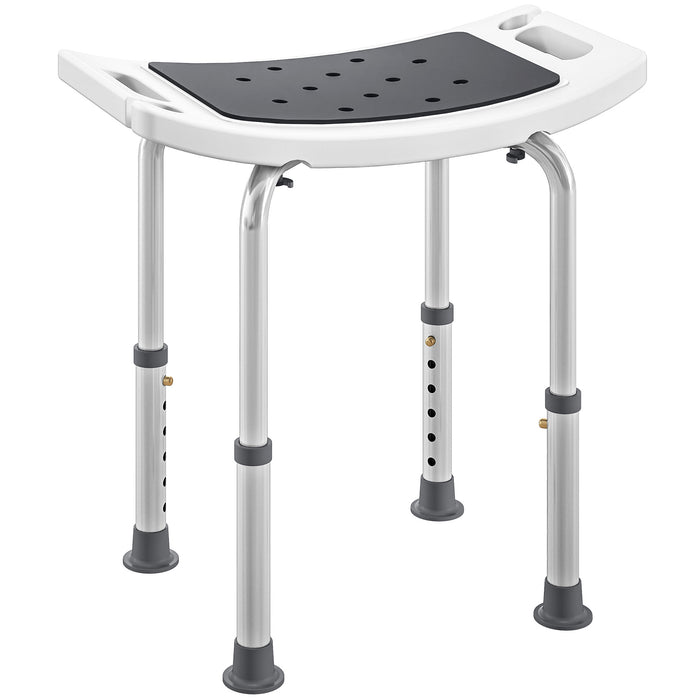 HOMCOM Shower Chair, Adjustable Height Shower Stool with Aluminium Frame and Non-Slip Feet, Bathtub Stool Seat with Padded Seat for Elderly Disabled Handicap, Grey