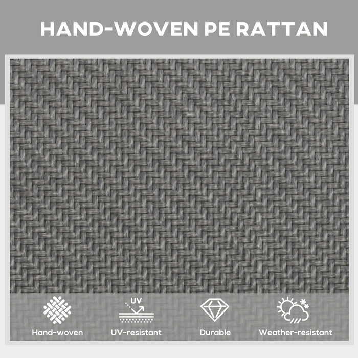 Outsunny Foldable Outdoor PE Rattan Sun Lounger Set of 2, Patio Wicker Recliners Lounge Chair w/ 5-Level Adjustable Backrest, for Poolside, Garden, Grey