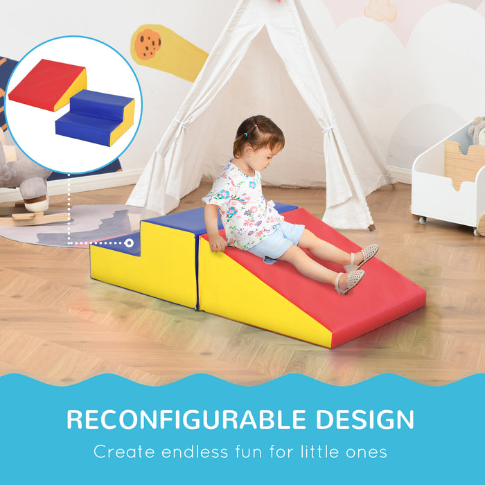 HOMCOM 2 Piece Soft Play Set for Toddler Climb and Crawl, for 12-36 Months, Red | Aosom UK