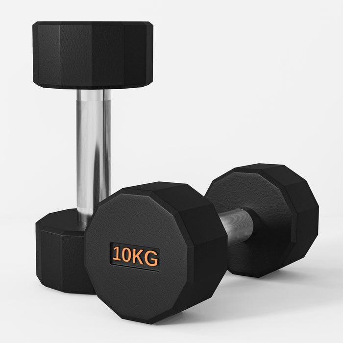 10kg Dumbbell Pair - 12-Sided Anti-Roll Design with Secure Non-Slip Grip - Ideal for Men & Women Home Gym Workouts
