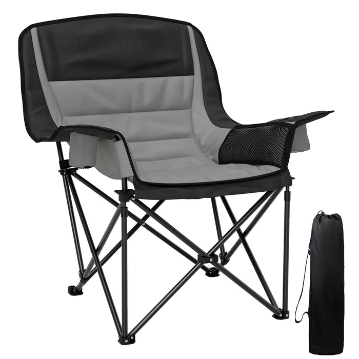 Outsunny Portable Padded Camping Chair, with Bag - Black/Grey