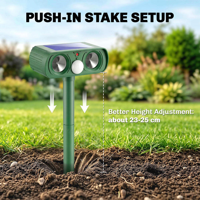Outsunny Ultrasonic Cat Repellent, PIR Motion Sensor 110°, LED Flash, Solar Cat Deterrents for Gardens UK