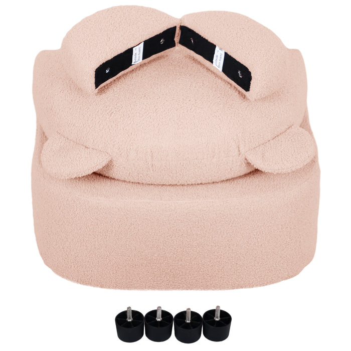 Bear-Themed Kids' Armchair - Comfy Plush Toddler Seat for Bedroom & Playroom - Perfect for Children 18 Months to 3 Years Old, Cute Pink Design