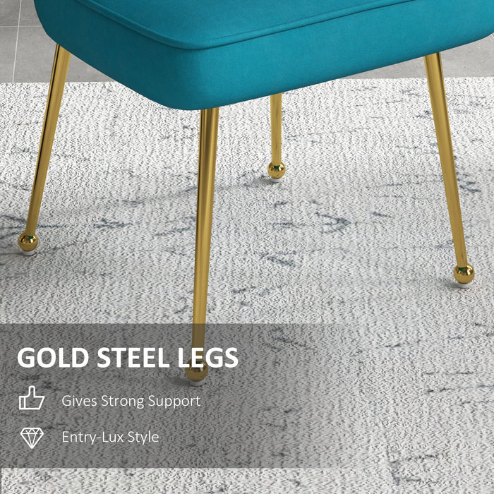 HOMCOM Velvet-Feel Shell Accent Chair - Blue | Aosom UK