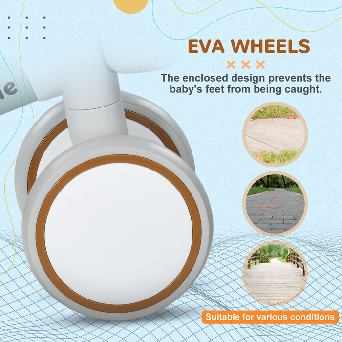 Kids Balance Bike with Adjustable Seat - Silent Non-Marking Wheels for Toddlers - Perfect Training Bicycle for 1-3 Year Olds, Green