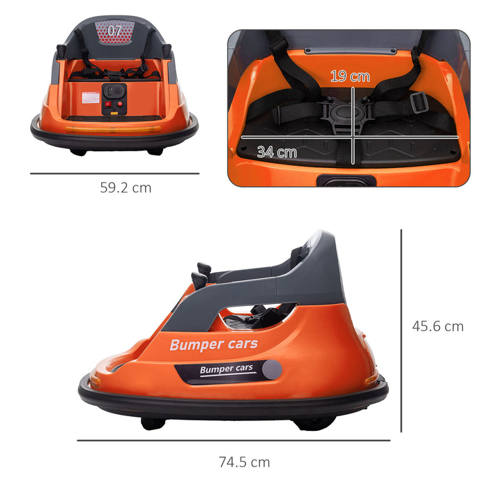 360° Spin Bumper Car for Kids 1.5-5 Years - 12V Electric Ride-On with Music and Lights - Fun and Safe Entertainment for Toddlers, Orange