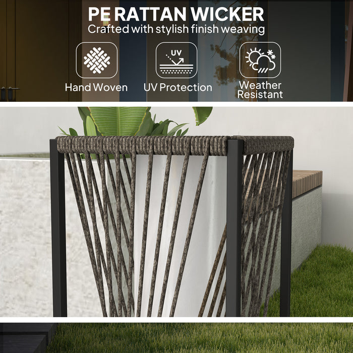 Outsunny Garden Rattan Lamp, 77 cm Tall Solar Rattan Floor Lamp, Solar Garden Light with Auto On/Off LED Lights, IP44 Waterproof for Outdoor, Porch, Pathway, Deck, Grey