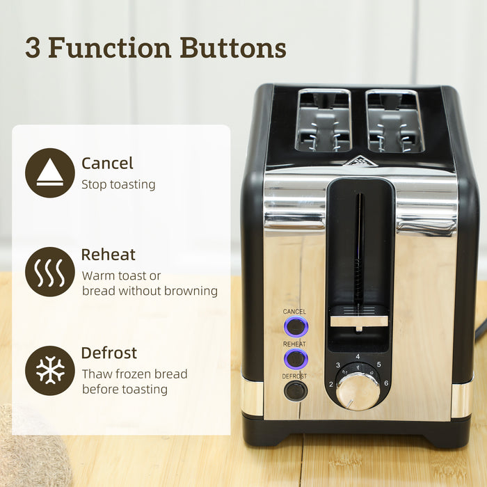 HOMCOM Sleek Textured Kettle and Toaster Set - Black